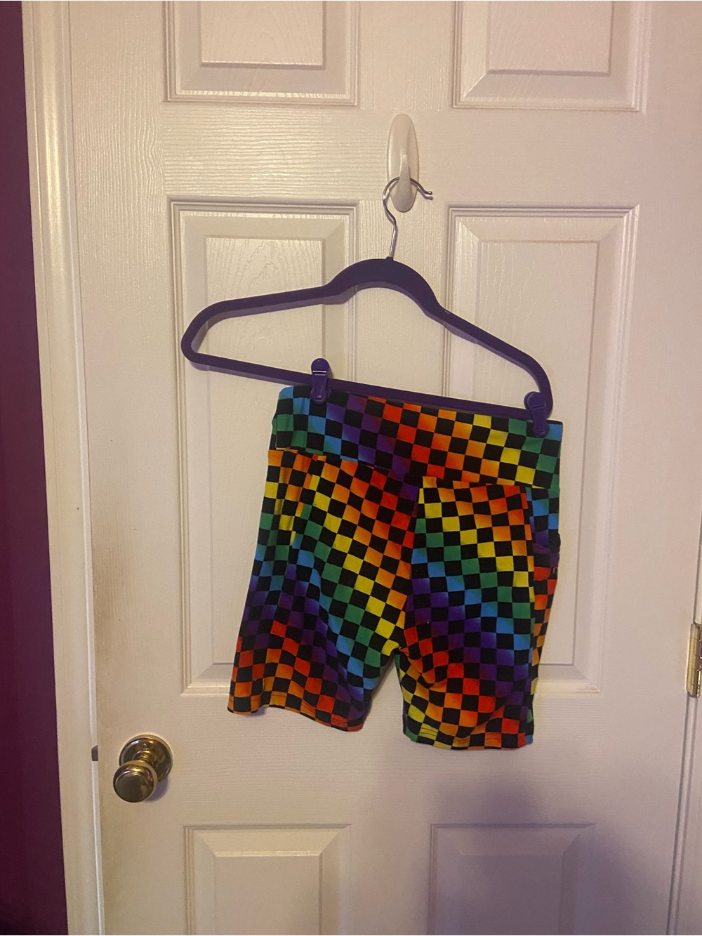 No Boundaries Rainbow Checkered Bike Shorts